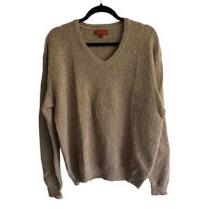 ANDEAN Alpaca Wool V-Neck Pullover Sweater Tan L